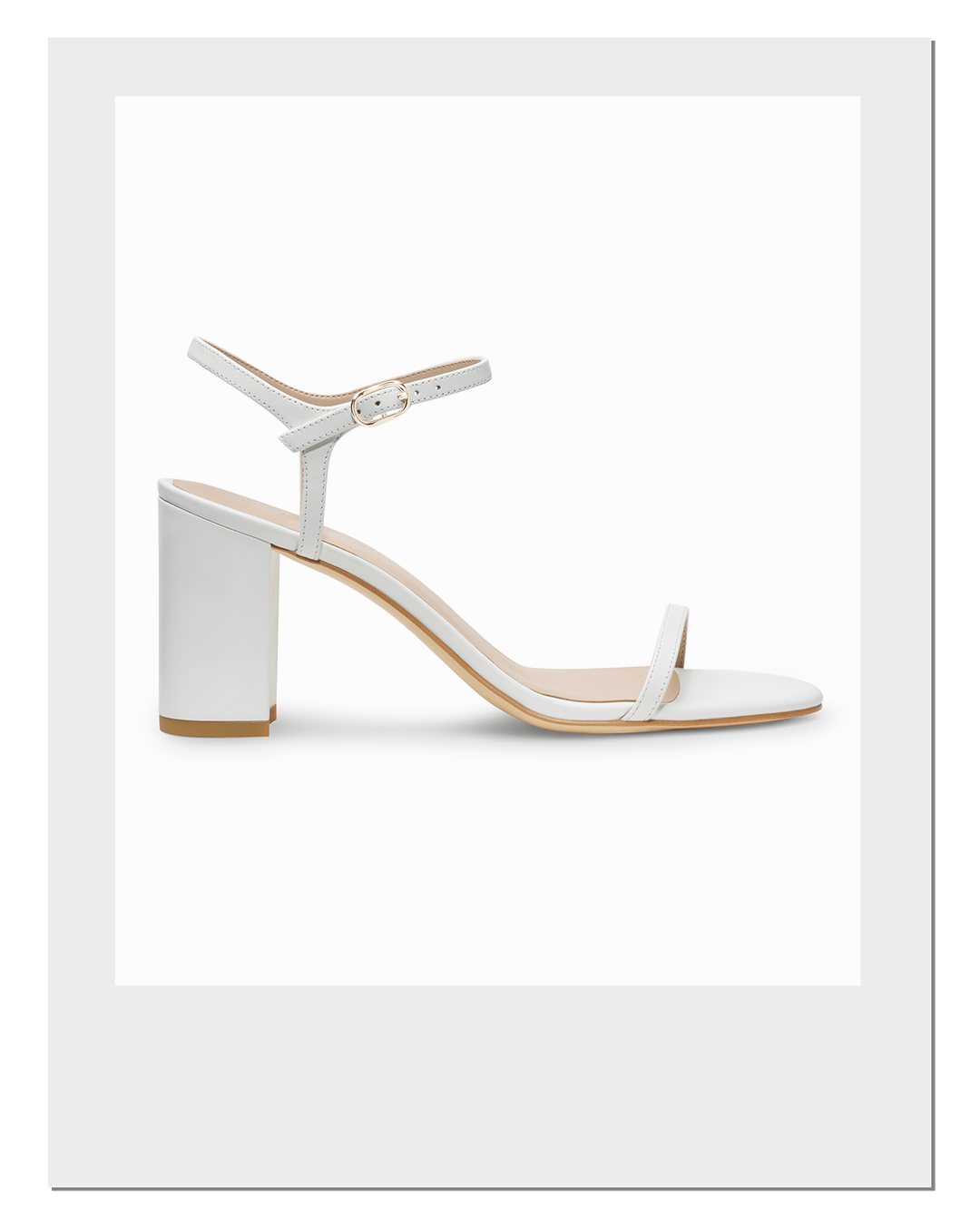 The Jones Block Heel Sandal in White Leather 