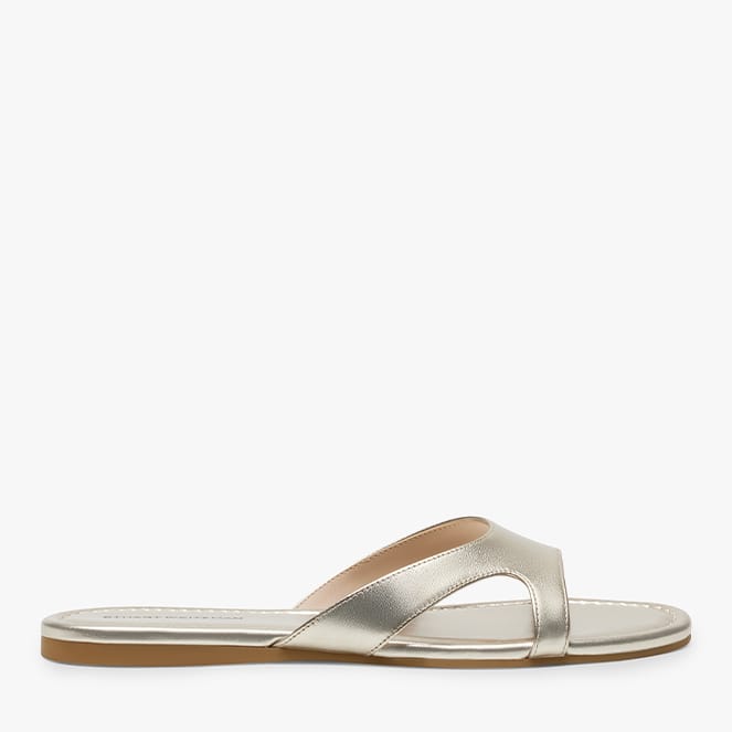 Shop now: Faye Slide Sandal in Platino Gold Leather