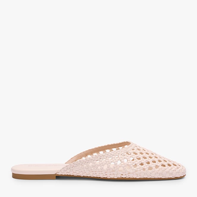 Shop Now: Margaret Mule in Seashell Pink Woven Leather