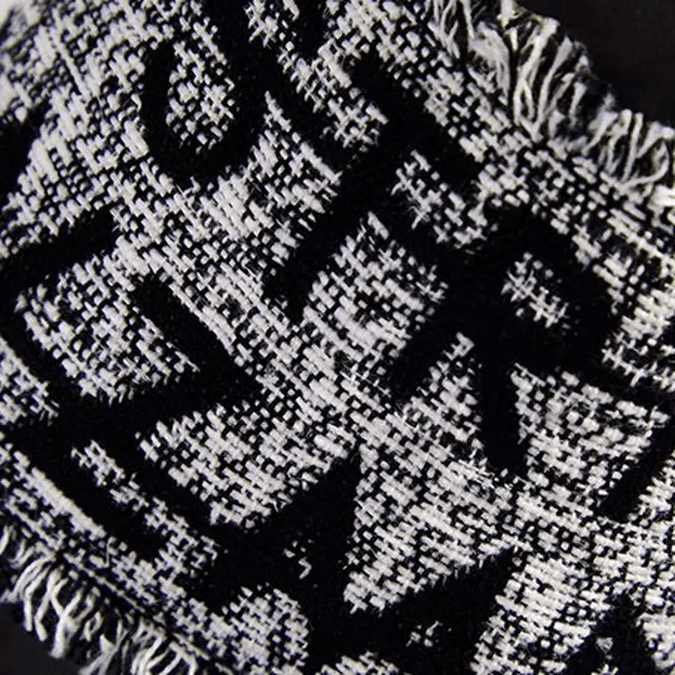 Black and white STRT WZMN logo woven fabric shoe material swatch