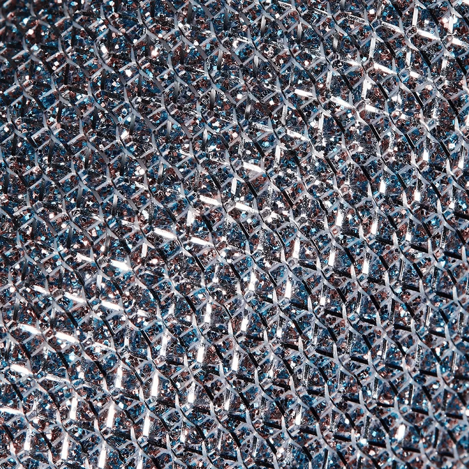 Blue and silver lightweight metallic woven new noir handbag material swatch
