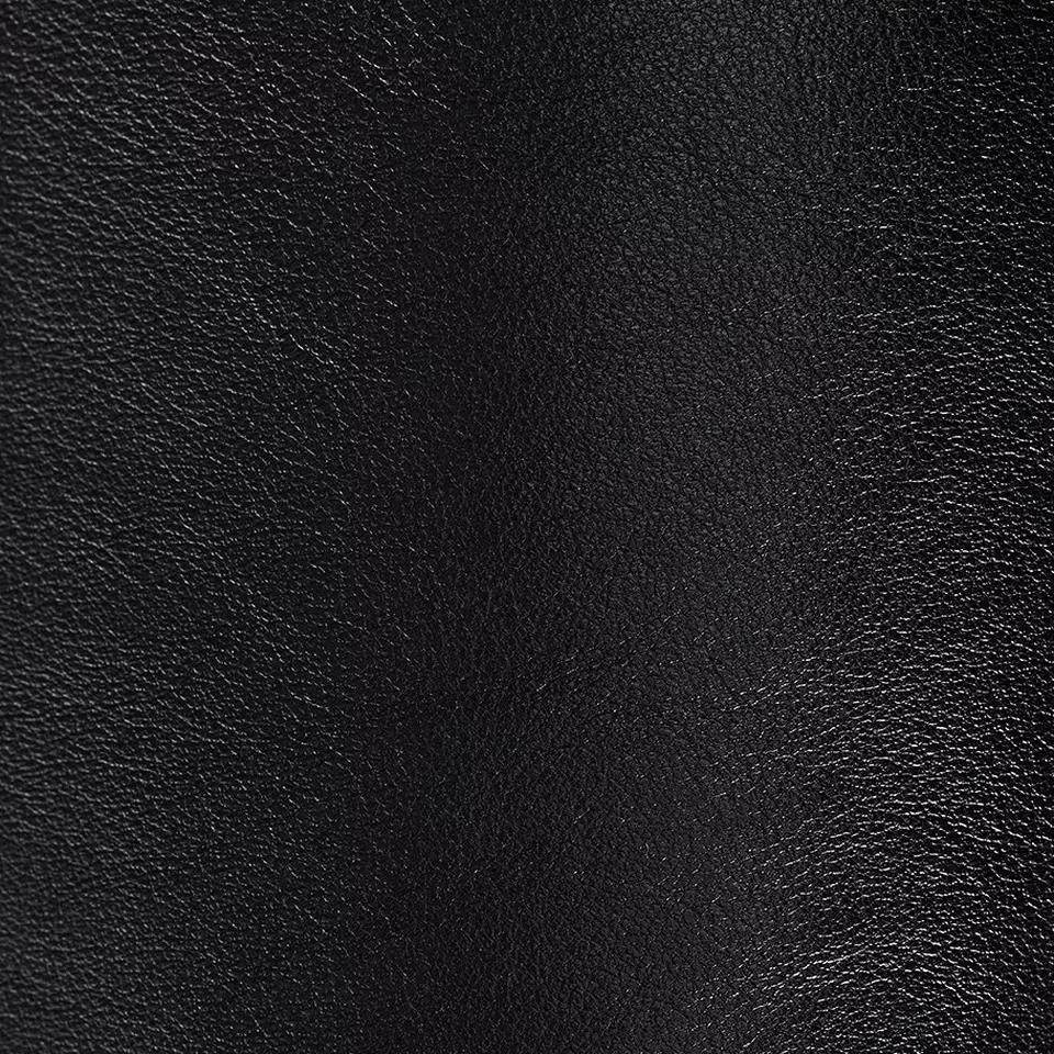 Black smooth calf leather shoe material swatch