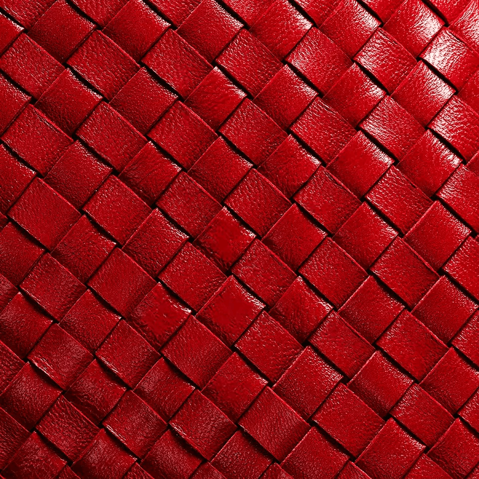 Red woven leather shoe material swatch